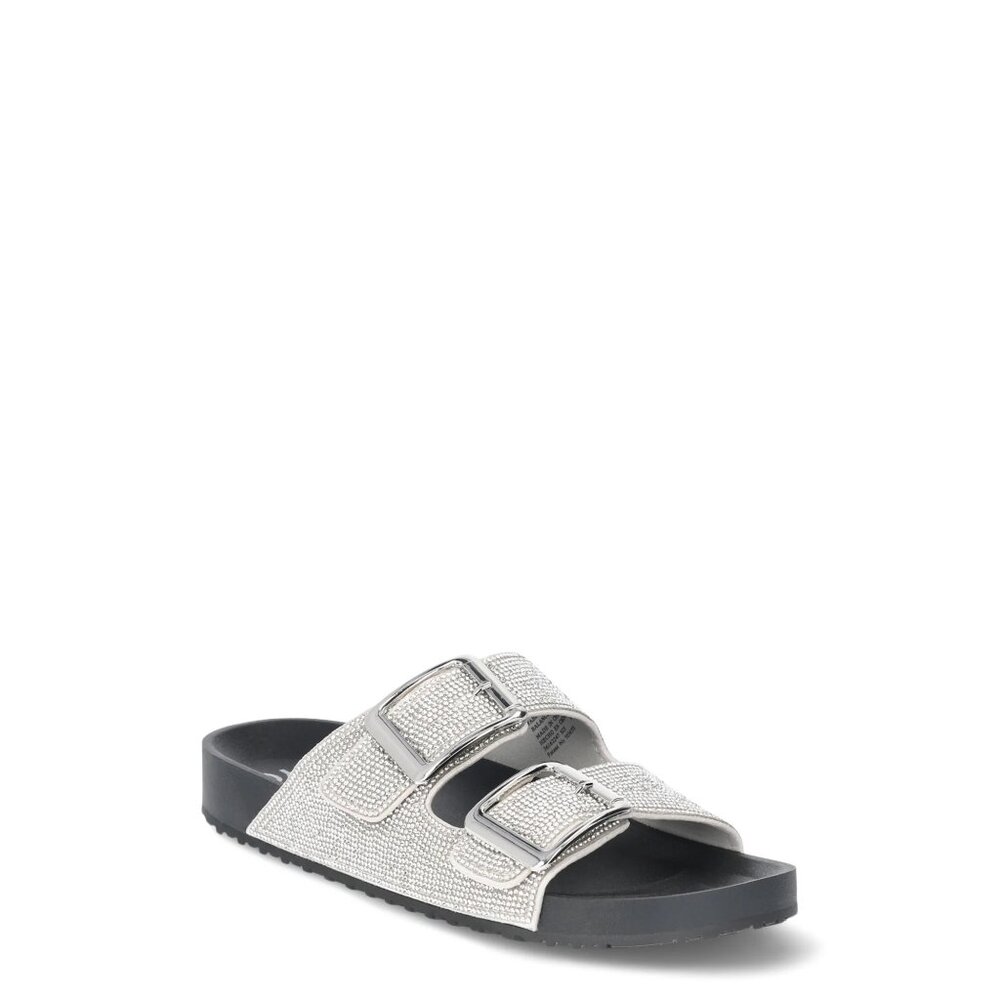 Steve Madden NYC Slides Bling Sandals Black Rhinestone Size 7.5 New